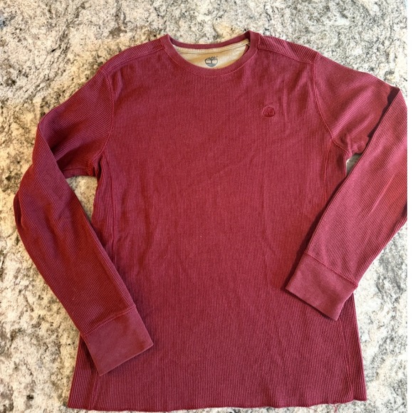 Timberland Other - Timberland Mens Burgundy Waffle Knit Thermal Long‎ Sleeve Shirt Size Medium